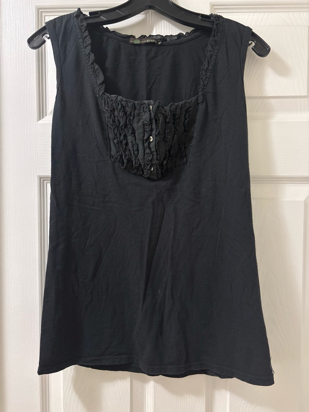 Vintage Black top with ruffles and button details